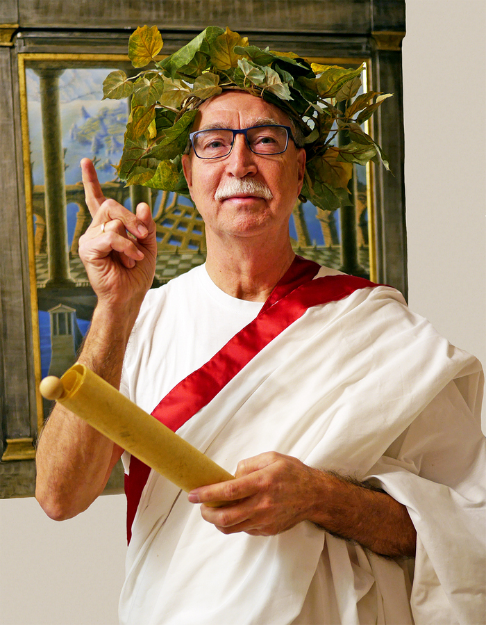 Lehrer Rudolf Henneböhl demonstrierte am Tag der offenen Tür als römischer Magister die Besonderheiten der lateinischen Sprache.